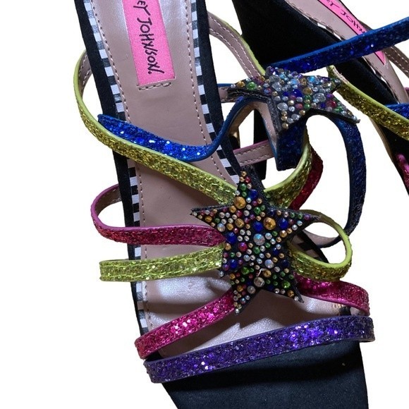 Betsey Johnson multicolored caged glitter star 4” heels. Size 8M. NWOT - Picture 2 of 6